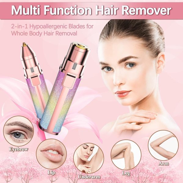 2-in-1 Electric Eyebrow Trimmer & Facial Hair Remover for Women | Painless Rechargeable Shaver Razor | Flawless Eyebrow & Face Hair Removal Machine