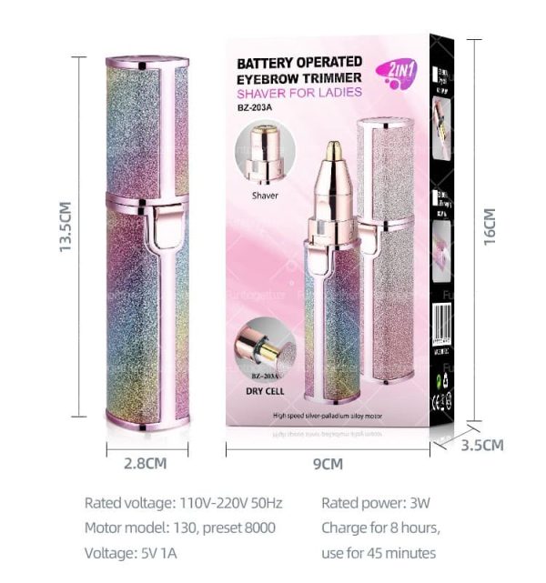 2-in-1 Electric Eyebrow Trimmer & Facial Hair Remover for Women | Painless Rechargeable Shaver Razor | Flawless Eyebrow & Face Hair Removal Machine