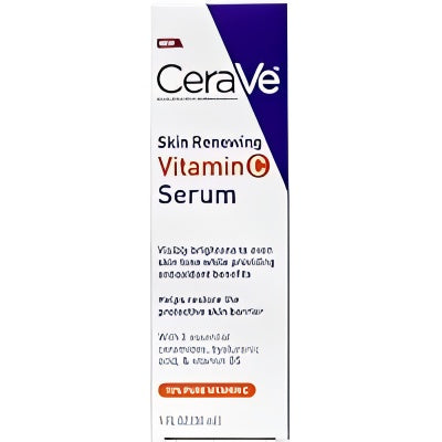 CeraVe Skin Renewing Vitamin C Serum – 30ml | Brightening Face Serum with 10% Pure Vitamin C, Hyaluronic Acid & Vitamin B5 | Hydrating, Antioxidant, Fades Dark Spots & Evens Skin Tone