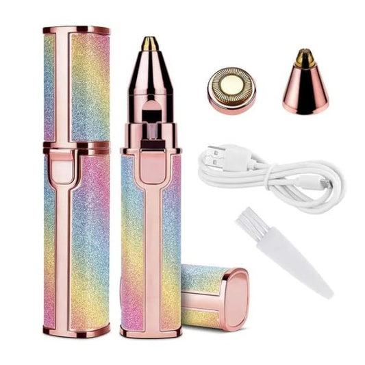 2-in-1 Electric Eyebrow Trimmer & Facial Hair Remover for Women | Painless Rechargeable Shaver Razor | Flawless Eyebrow & Face Hair Removal Machine