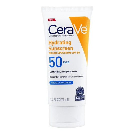 CeraVe Hydrating Mineral Sunscreen SPF 50 – Broad Spectrum Face & Body