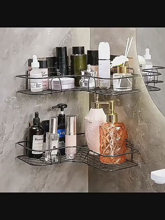 Metal Corner Rack For Bathroom & Kitchen | Bathroom Metal Shelf Organizer | Storage Rack Corner Frame Shampoo Storage Holder | Wall Mount Bathroom Accessories